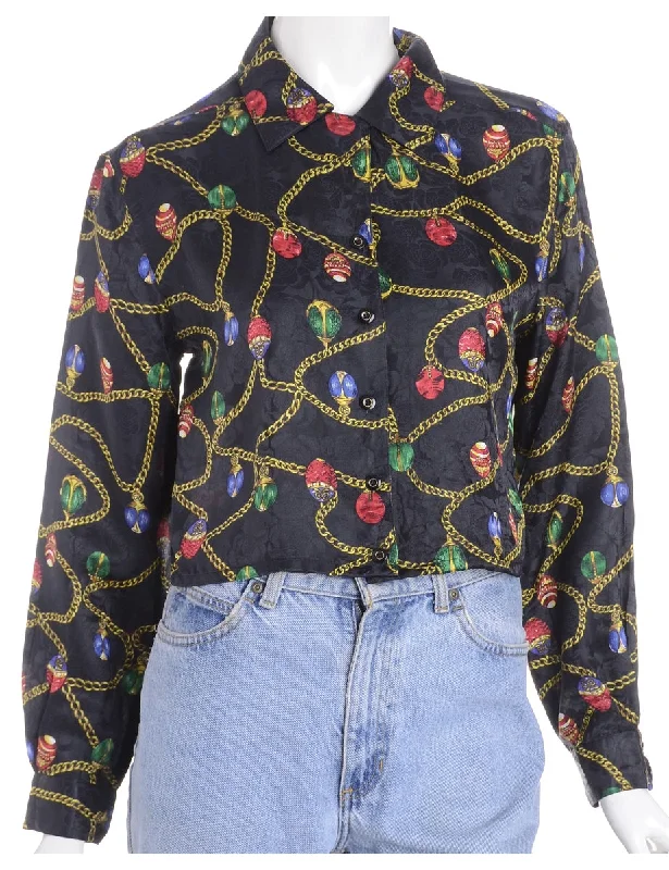 Label Claire Cropped Long Sleeve Printed Shirt