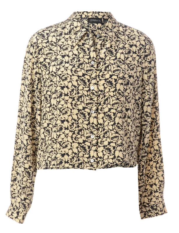 Label Claire Cropped Long Sleeve Printed Shirt