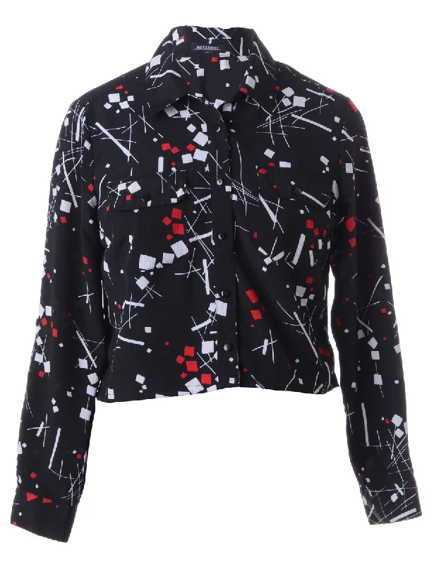 Label Claire Cropped Long Sleeve Printed Shirt