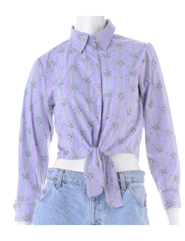 Label Cropped Jessie Tie Front Patterned Shirt