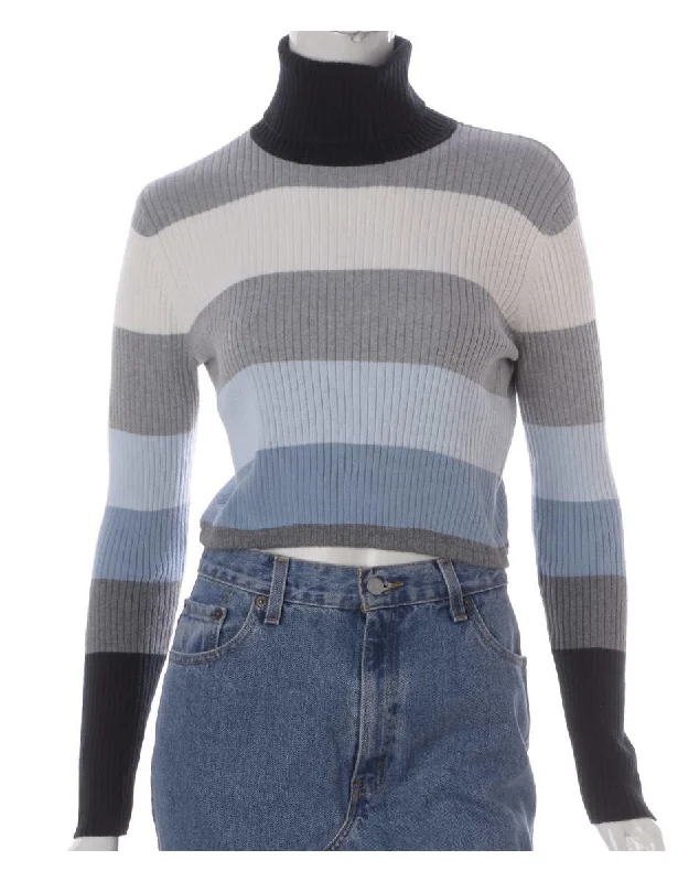 Label Cropped Ribbed Knit