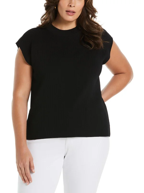 Plus Womens Ribbed Blouse