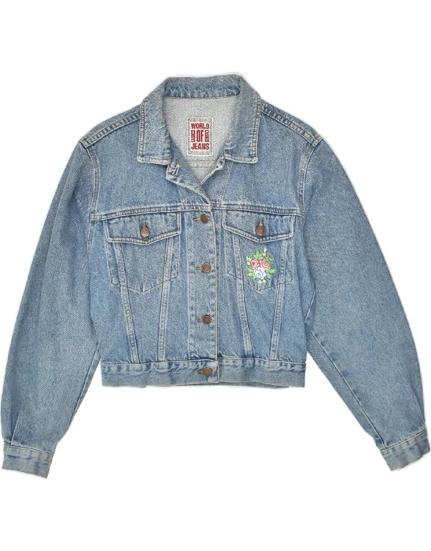 CASSUCI Womens Denim Jacket UK 14 Large Blue Cotton