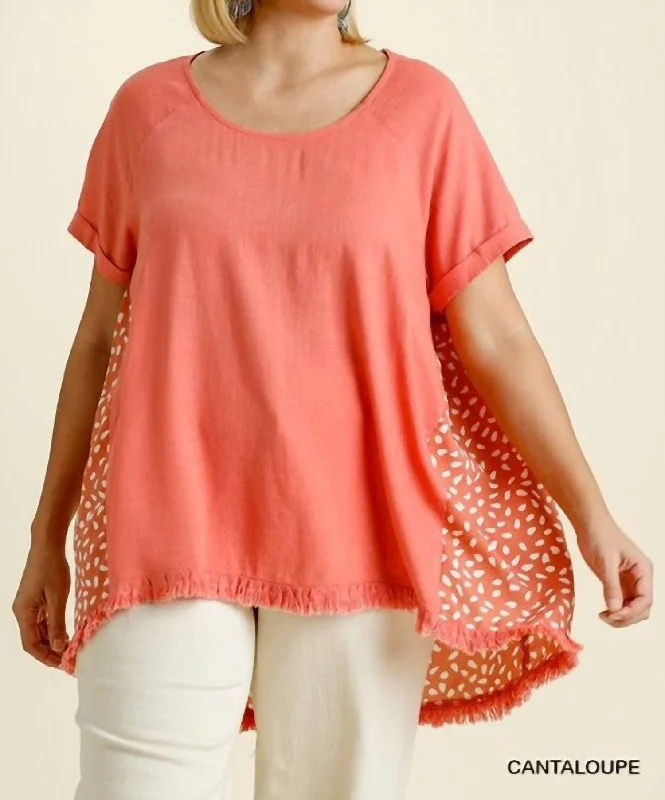 Dalmatian Print High Low Plus Top In Cantaloupe