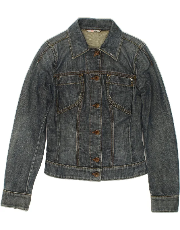 GAS Womens Crop Denim Jacket UK 10 Small Blue Cotton