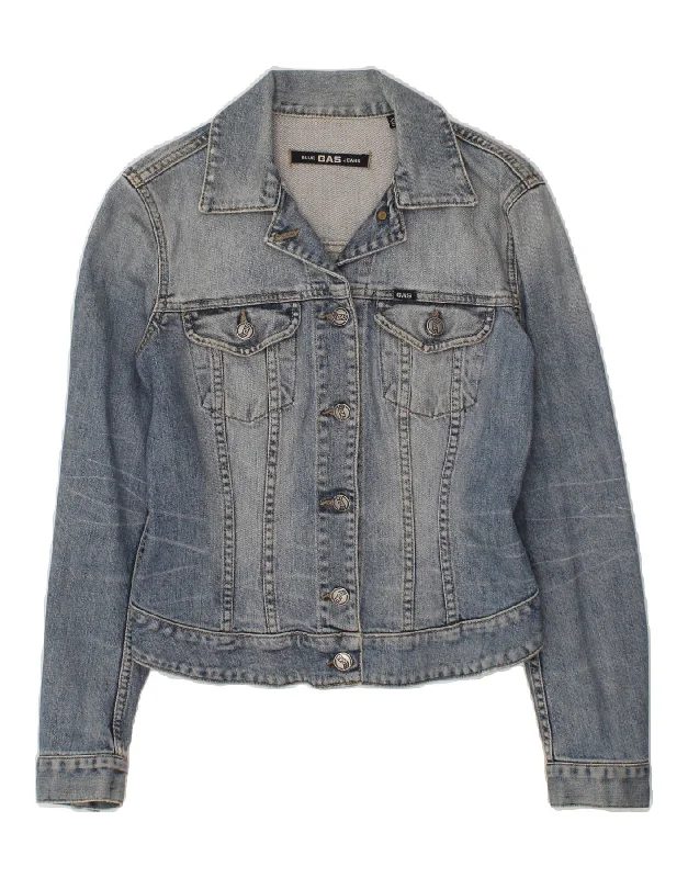 GAS Womens Crop Denim Jacket UK 6 XS Blue Cotton