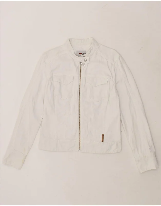 GAS Womens Denim Jacket UK 14 Large White Cotton