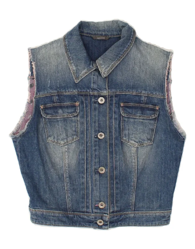 GUESS Womens Denim Gilet UK 10 Small Blue Cotton