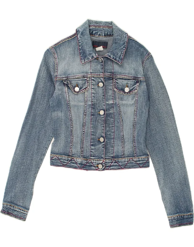 LES COPAINS Womens Crop Denim Jacket IT 40 Small Blue