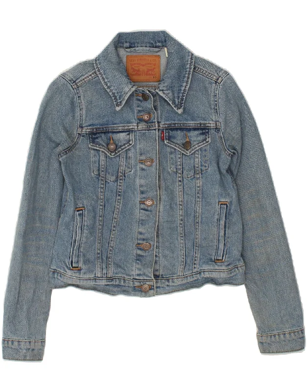 LEVI'S Womens Crop Denim Jacket UK 6 XS Blue Cotton