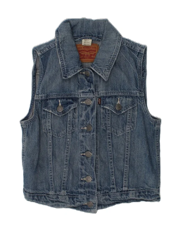 LEVI'S Womens Denim Gilet UK 6 XS Blue Cotton