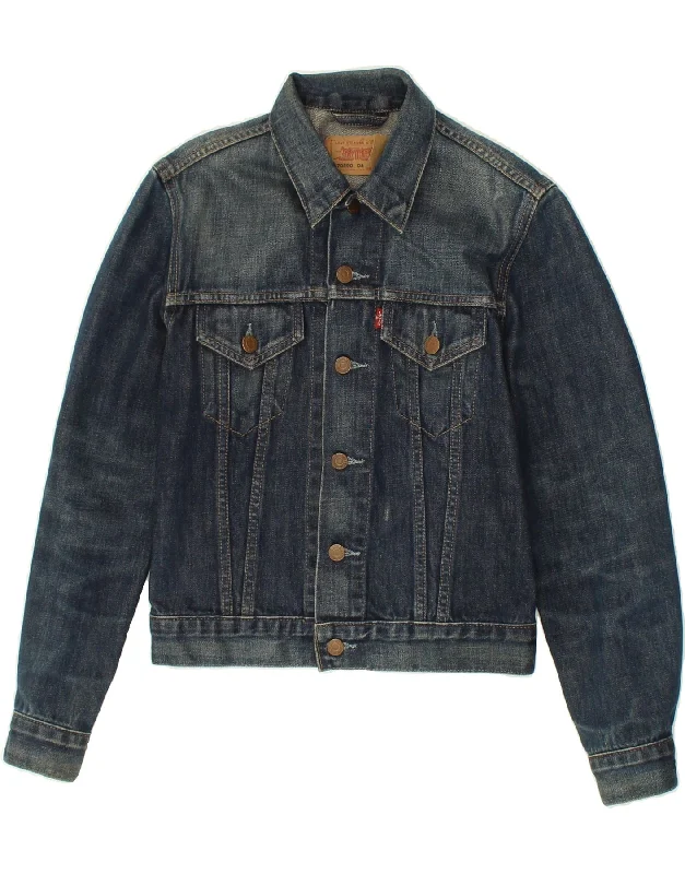 LEVI'S Womens Denim Jacket UK 10 Small Navy Blue Cotton