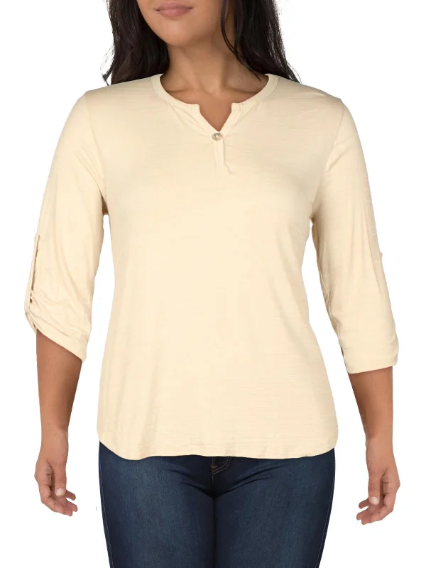 Plus Womens Slub Knit Blouse