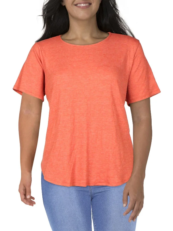 Plus Womens Textured Round Neck Thermal Top