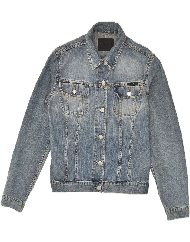 SISLEY Womens Denim Jacket UK 14 Medium Blue Cotton