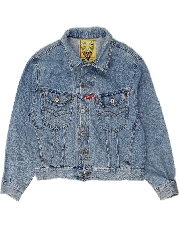 SQUAW Womens Denim Jacket UK 16 Large Blue Cotton