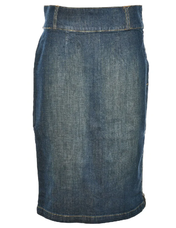 Stone Wash Denim Skirt - M