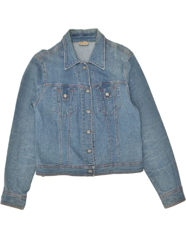 VINTAGE Womens Denim Jacket IT 48 XL Blue Cotton