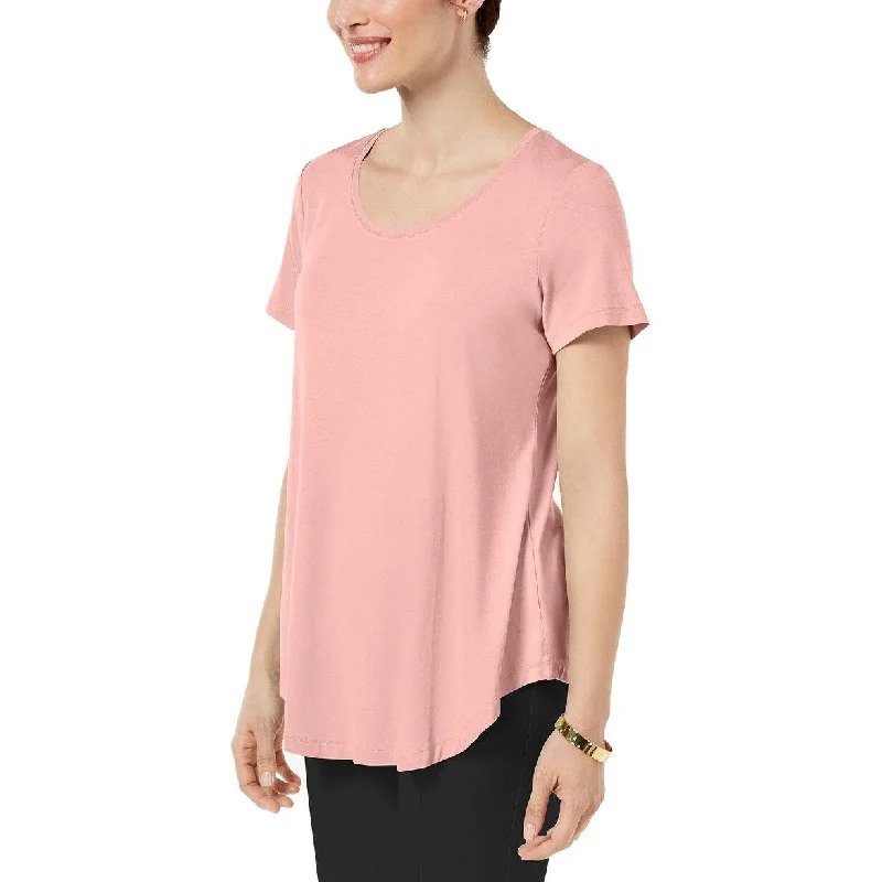 JM Collection Women's Plus Scoop-Neck Top Pink Size 1X