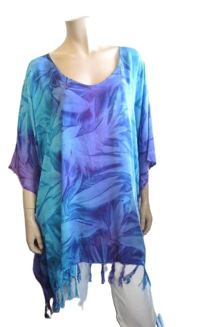 Plusss Aqua & Purple Kaftan Top (Up to size 28)