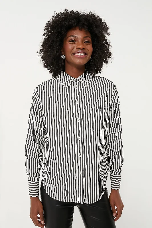 Black and French Cream Acrobat Stripe Embellished Shirt