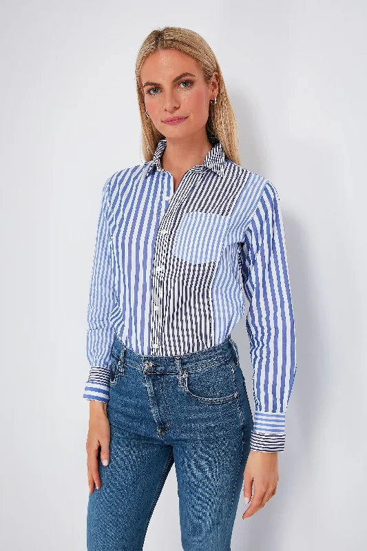 Blue and Navy Mixed Stripe Wyatt Shirt