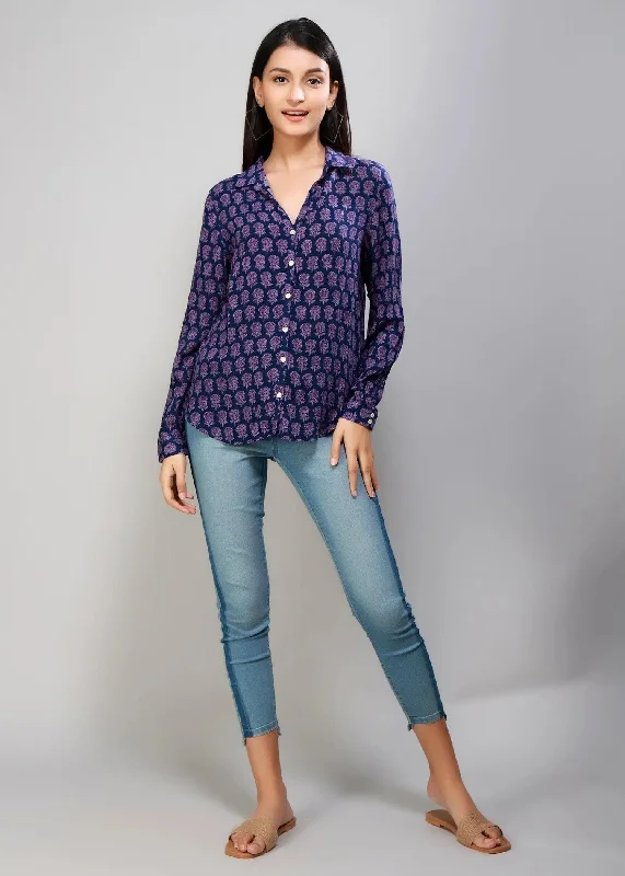 Blue/Purple Full Sleeves Women's Shirt