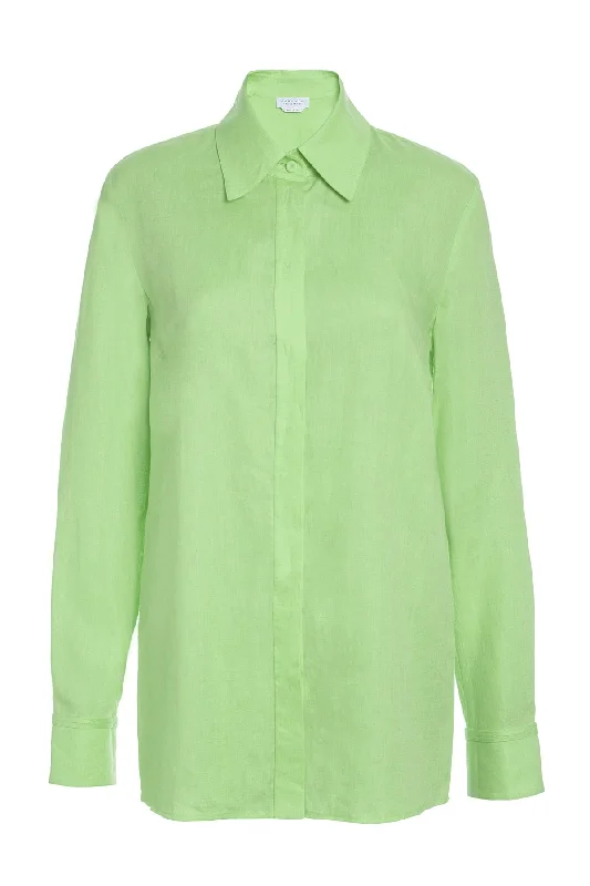 Cruz Shirt in Fluorescent Green Aloe Linen Copy