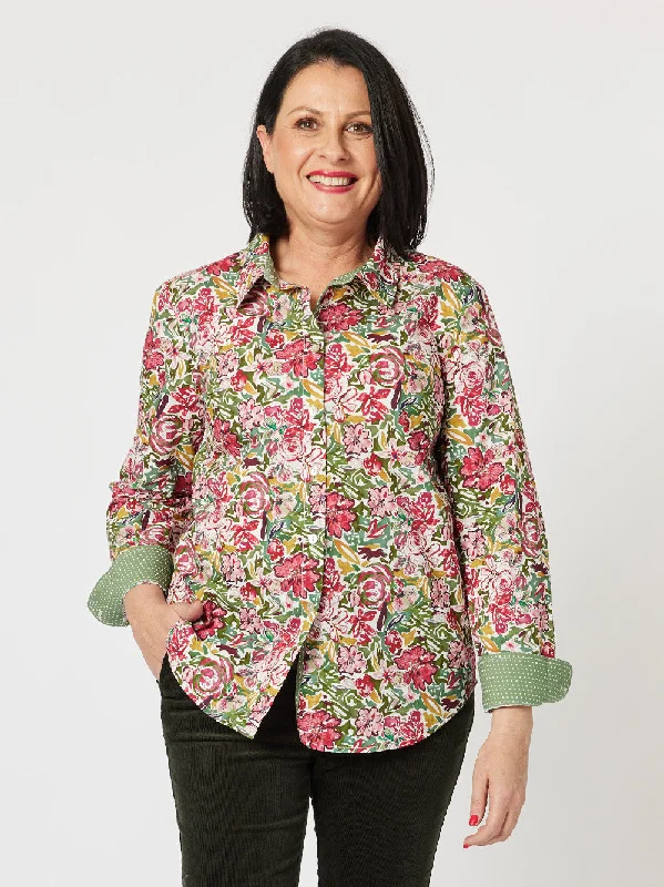 English Rose Cotton Print Shirt - Rose