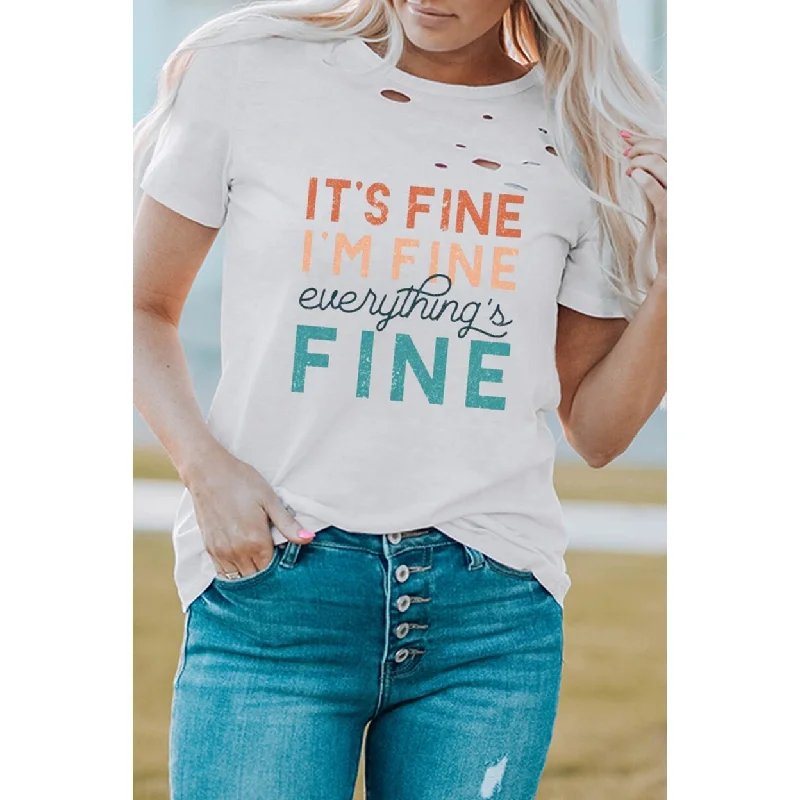 Everything Is Fine Graphic Distressed T Shirt