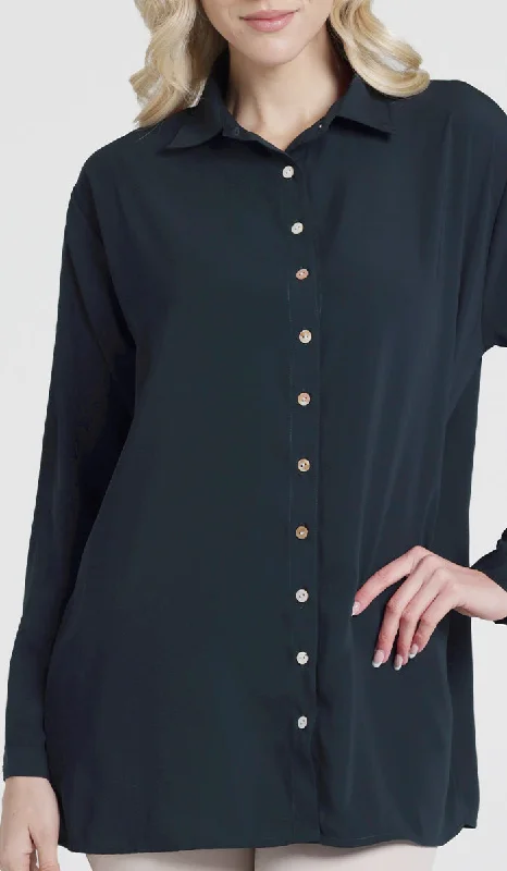 Hania Loose Button Down Shirt - Dark Teal