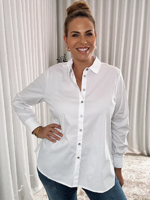 Jana Rib Cuff Shirt - White