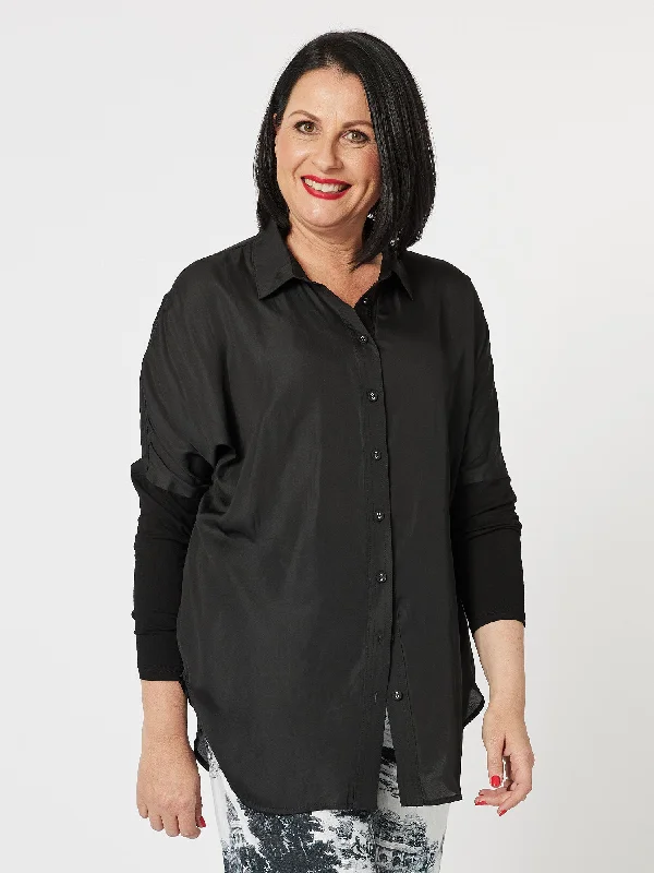 Luxe Button Through Shirt - Black