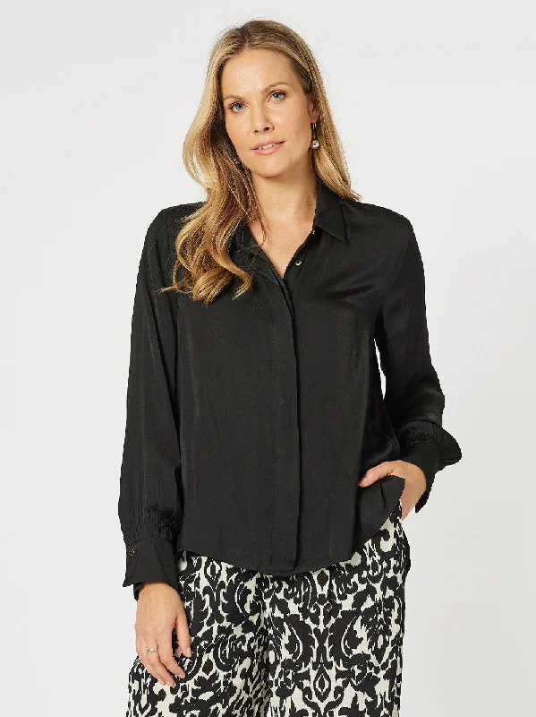 Luxe Shirt With Cuff Detail - Black