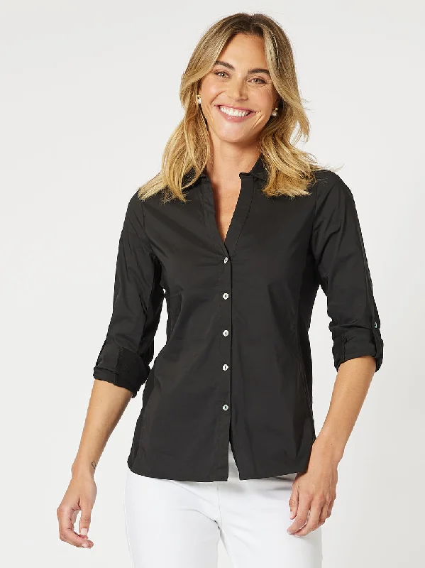 Emma Rib Detail Shirt - Black