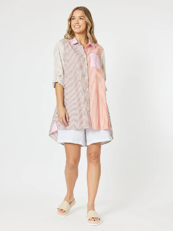 Summer Stripe Shirt - Papaya