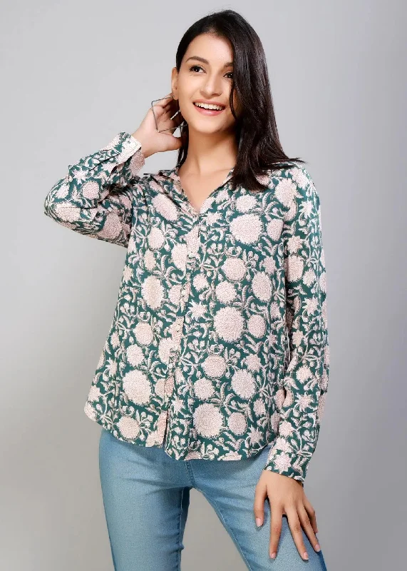 Teal Full Sleeves Women's Shirt