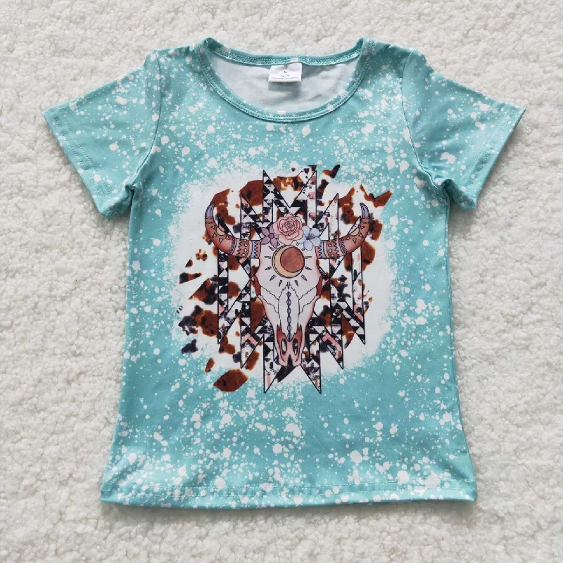 girl blue highland cow azstec t-shirts GT0238