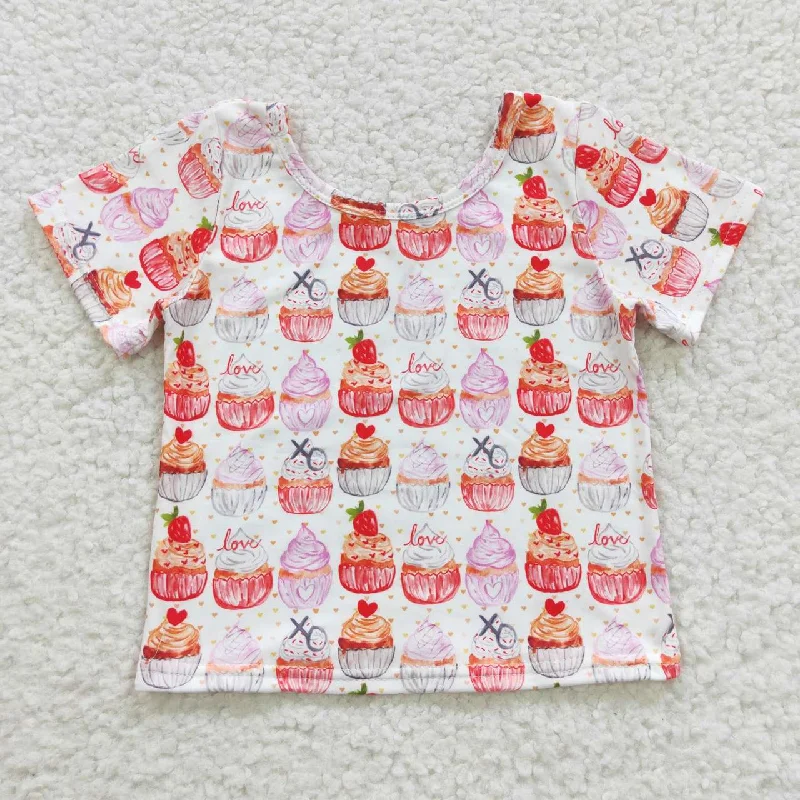 girls cute cupcake print t-shirts GT0204