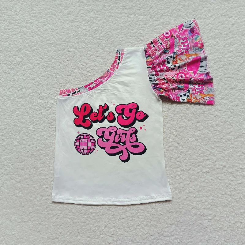 girls "let's go" single sleeve t-shirts GT0167