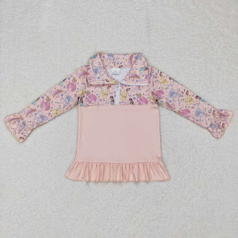 GT0297 baby girl clothes princess girl winter shirt top zipper pullover