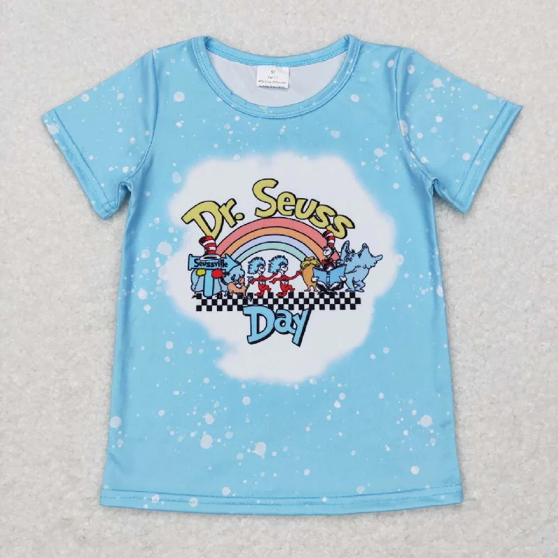 GT0365 girls blue cartoon  print t-shirt