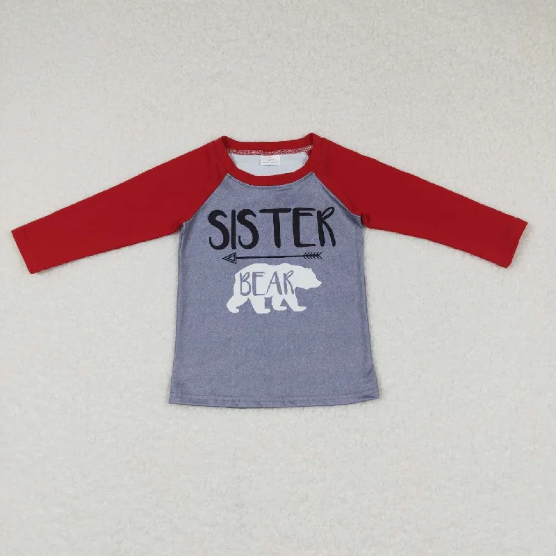 GT0390 girls sister bear print christmas t-shirt