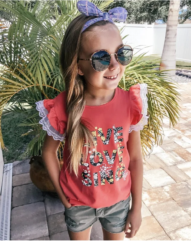 Girls' Ruffle Sleeve T-shirt