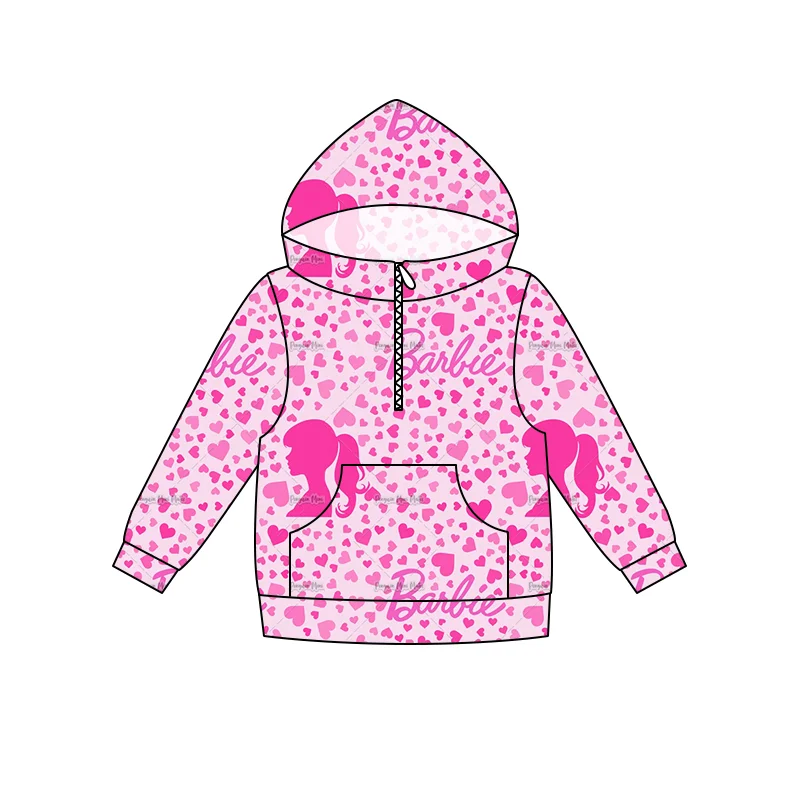 pre-order girls pink leopard hooded tops GT0289