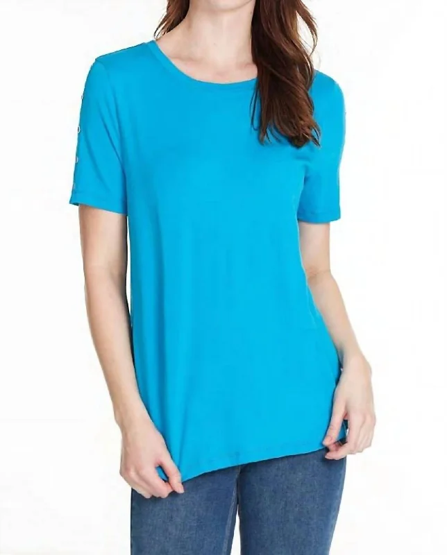 Button Detail T-Shirt In Turquoise