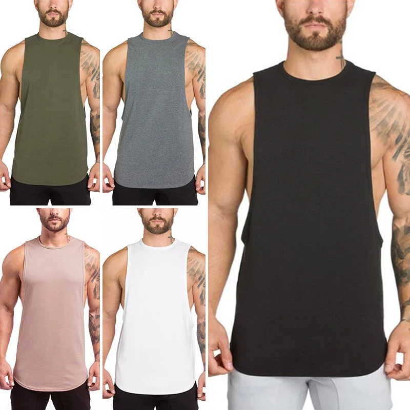 Men Loose Sleeveless Vest Tank Top Undershirt Gym Bodybluilding Fitness T-Shirt