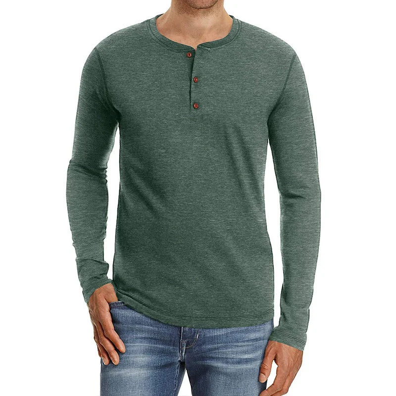 Men's Long Sleeve Casual Tops T-shirt Jumper Blouse Pullover Loose Shirt Buttons