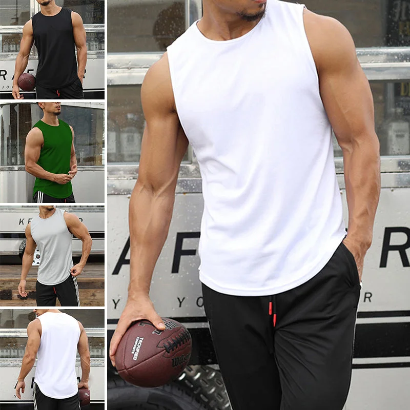 Mens Loose Sleeveless Vest Tank Tops Undershirt Sports Fitness T-Shirt Quick Dry