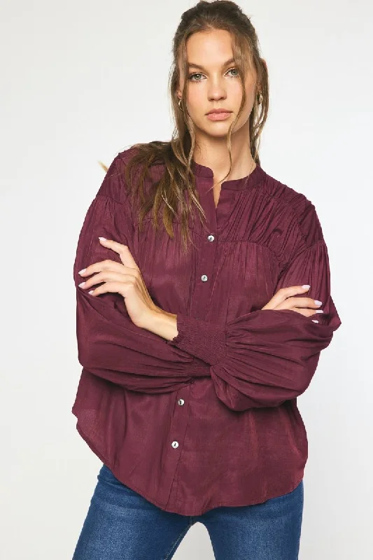 Alice Sheen Long Sleeve Blouse {Burgundy}